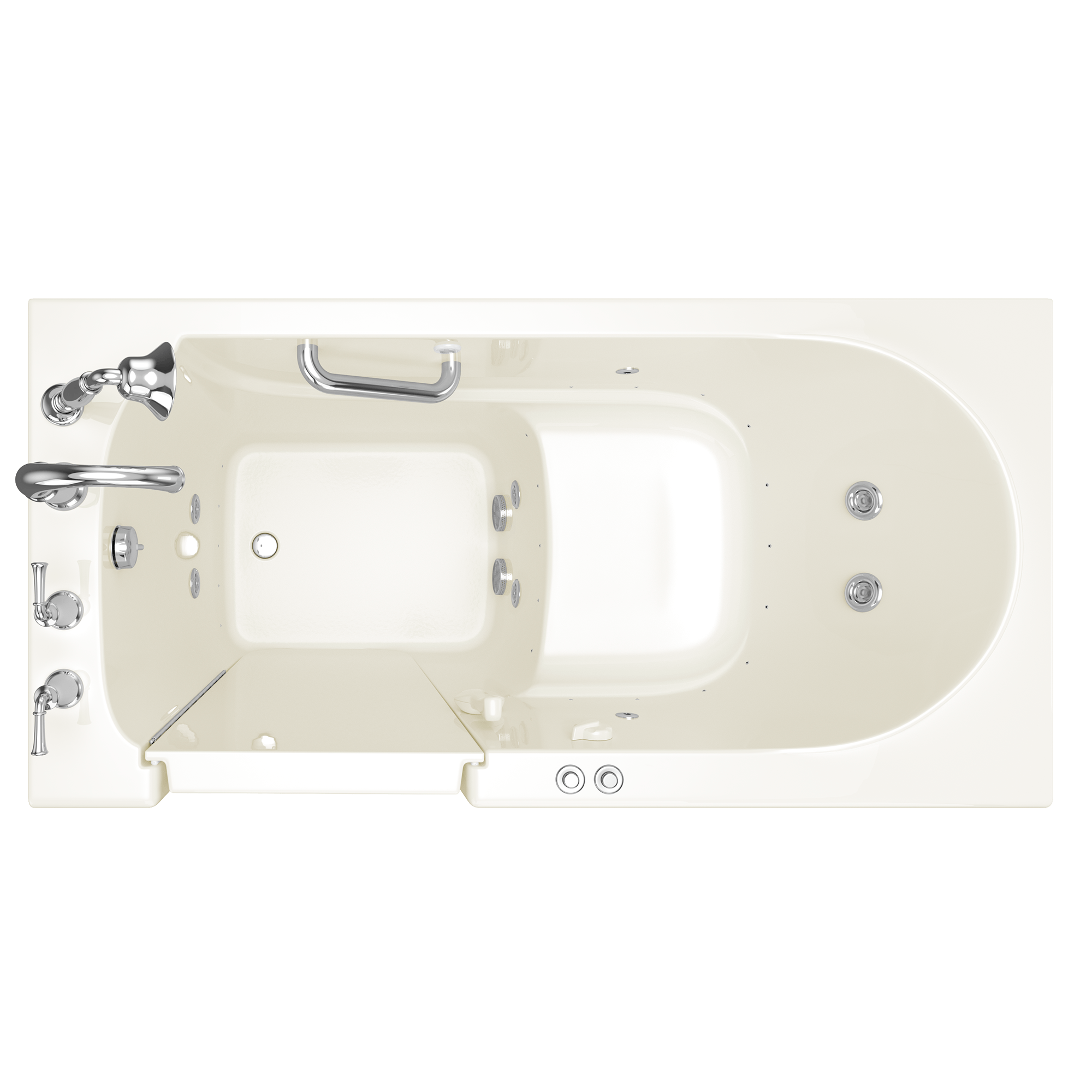 Gelcoat Value Series 60x30-Inch Walk-In Bathtub with Combination Whirlpool and Air Spa System - Left Hand Door and Drain